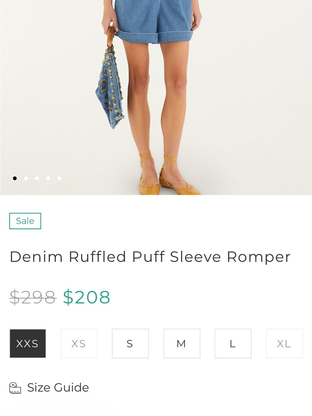 Farm Rio: Denim Ruffled Puff Sleeve Romper - Picture 7 of 10